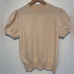 Demylee Short Sleeve Cashmere Blouse Medium - Tan